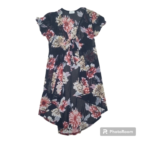 Anthropologie Ember Sheer Floral Flutter Sleeve Cover Wrap Dress – Size Large - Picture 11 of 12